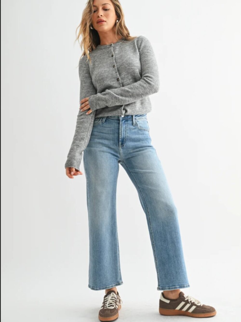 Just Black Denim Slim Wide Leg High Rise Jeans Medium Wash Size 24